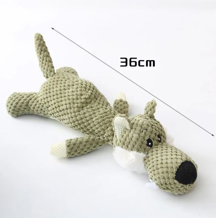 Plush Squeaky Dog Toy – Elephant, Wolf & Lion