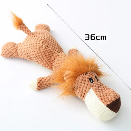 Plush Squeaky Dog Toy – Elephant, Wolf & Lion