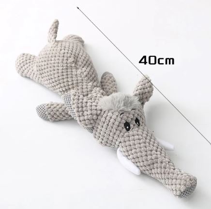 Plush Squeaky Dog Toy – Elephant, Wolf & Lion