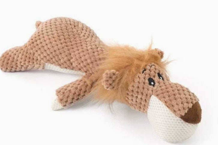 Plush Squeaky Dog Toy – Elephant, Wolf & Lion